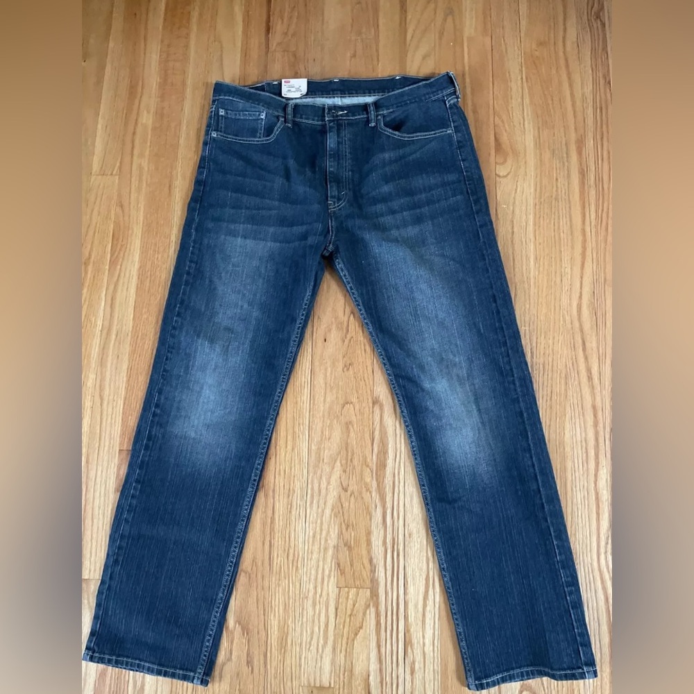 Levis 505 Mens Regular Fit Straight Leg Black Jeans Size 38/32